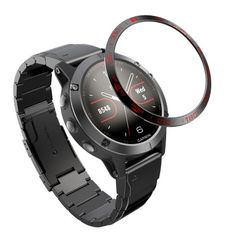 Ατσάλινο Μεταλλικό Πλαίσιο για Garmin Fenix 5 - Μαύρο / Κόκκινο