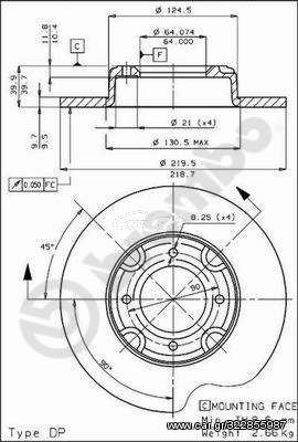 ΣΕΤ BREMBO 08.3437.10 Δισκόπλακες για NISSAN CHERRY II (N10) (2ΤΕΜ)