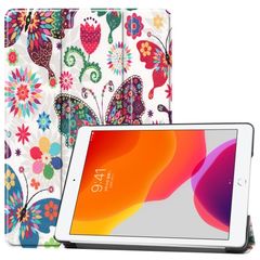 Δερμάτινη Θήκη Βιβλίο Tri-Fold με Βάση Στήριξης για iPad 10.2 (2019) - Πολύχρωμες Πεταλούδες και Λουλούδια