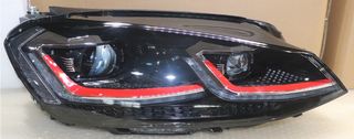 Φανάρια εμπρός VW Golf 7.5 (2016-2019) με LED Dynamic φλας, με κόκκινη λωρίδα