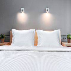 Σεντόνι υπέρδιπλο ξενοδοχείου 1023 Kimolos 250TC Satin Stripe 100% βαμβακερό διαστάσεων 240x275cm