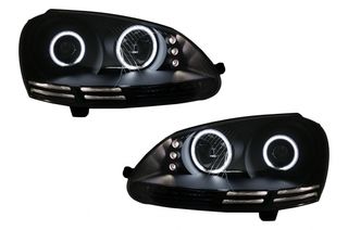 CCFL Angel Eyes LED φανάρια VW Golf V 5 / Jetta 5 (2004-2009) μαύρα