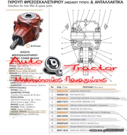 ΓΚΡΟΥΠ ΦΡΕΖΟΣΚΑΛΙΣΤΗΡΙΟΥ TB-278C 41mm ΕΞΑΓΩΝΟ COMER IT 9.278.019.10