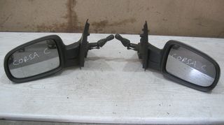 Ζευγάρι χειροκίνητοι καθρέπτες, βαφόμενοι γνήσιοι μεταχειρισμένοι, από Opel Corsa C 2000-2006 (ανθρακί)