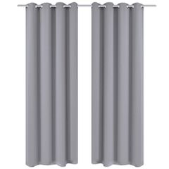 Κουρτίνες Συσκότισης 2 τεμ. Γκρι 135 x 245 εκ. με Μεταλλικούς Κρίκους 130375