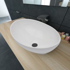 Νιπτήρας Οβάλ Πολυτελής Λευκός 40 x 33 εκ. Κεραμικός 140674