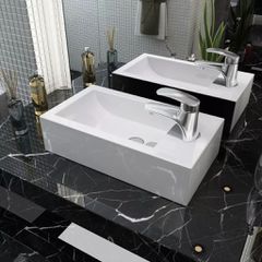 Νιπτήρας Ορθογώνιος Οπή Βρύσης Λευκός 46x25,5x12 εκ. Κεραμικός 142343