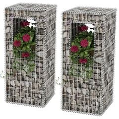 Συρματοκιβώτια Στύλοι/Γλάστρες 2 τεμ 50 x 50 x 120 εκ. Ατσάλινα 142544