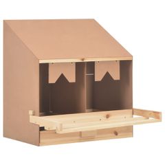Φωλιά για Κότες με 2 Θέσεις 63x40x65 εκ. από Μασίφ Ξύλο Πεύκου 170651
