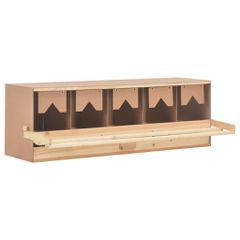 Φωλιά για Κότες με 5 Θέσεις 117x33x38 εκ. από Μασίφ Ξύλο Πεύκου 170660