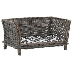 Καλάθι Σκύλου με Μαξιλάρι Γκρι 50x33x30 εκ. Φυσικό Ξύλο Ιτιάς 170774