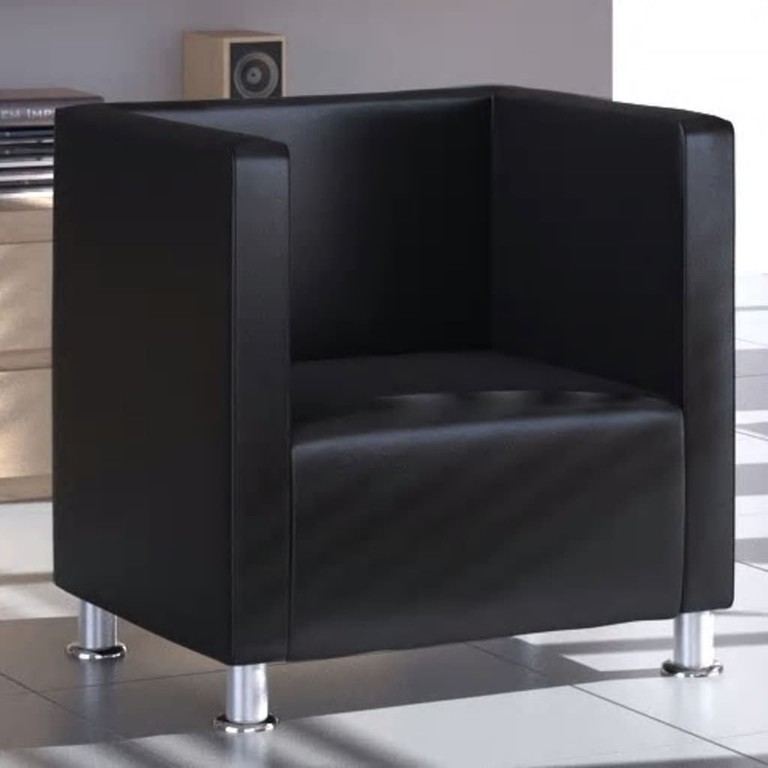 Πολυθρόνα Cube Μαύρη από Συνθετικό Δέρμα 240068