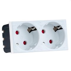 Πρίζα σούκο διπλή 16Α TPS Ferrara 160-16010 λευκό χρώμα Eurolamp