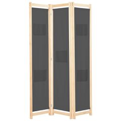 Διαχωριστικό Δωματίου με 3 Πάνελ Γκρι 120x170x4 εκ. Υφασμάτινο 248175