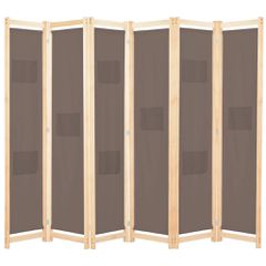 Διαχωριστικό Δωματίου με 6 Πάνελ Καφέ 240x170x4 εκ. Υφασμάτινο 248182