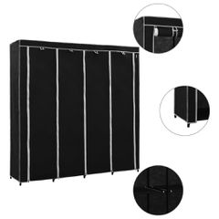 Ντουλάπα με 4 Αποθηκευτικά Τμήματα Μαύρη 175 x 45 x 170 εκ. 282445