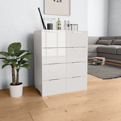 Μπουφές Ψηλός Γυαλιστερός Λευκός 60x35x80 εκ. Επεξ. Ξύλο 283712