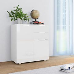 Μπουφές Ψηλός Γυαλιστερός Λευκός 71x35x80εκ. Επεξεργασμένο Ξύλο 283715