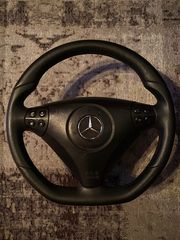 mercedes slk amg r171 flat bottom δερματινο τιμονι + αεροσακος & c class w203