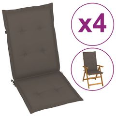 Μαξιλάρια Καρέκλας Κήπου με Πλάτη 4 τεμ. Taupe 120x50x3 εκ. 47541