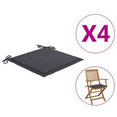 Μαξιλάρια Καρέκλας Κήπου 4 τεμ. Ανθρακί 40x40x3 εκ. Υφασμάτινα 47588