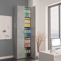 Ντουλάπα Γραφείου Γκρι Σκυροδέματος 60x32x190 εκ. Επεξ. Ξύλο 800301