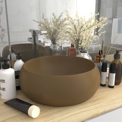 Νιπτήρας Πολυτελής Στρογγυλός Κρεμ Ματ 40 x 15 εκ. Κεραμικός 147007