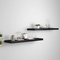 Ράφια Τοίχου 2 τεμ. Μαύρα 90x23,5x3,8 εκ. MDF 323839
