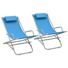 Σεζλόνγκ Πτυσσόμενες 2 τεμ. Μπλε Ατσάλινες 310340