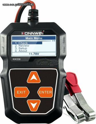 Konnwei KW208 Ψηφιακό Battery Tester με Κροκοδειλάκια 12V