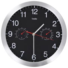 Ρολόι Τοίχου Μαύρο 30 εκ. Quartz με Υγρόμετρο και Θερμόμετρο 50624