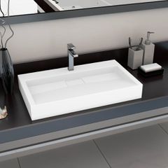 Νιπτήρας Λευκός 80x46x11 εκ. Συνθετικός από Τεχνητό Μάρμαρο 144065