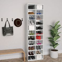 Παπουτσοθήκη Λευκή 54 x 34 x 183 εκ. από Επεξεργασμένο Ξύλο 800369