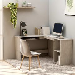 Γραφείο Γωνιακό Γκρι Σκυροδέματος 120x140x75 εκ. Επεξ. Ξύλο 800751