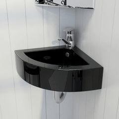 Νιπτήρας με Οπή Υπερχείλισης Μαύρος 45 x 32 x 12,5 εκ. 141924