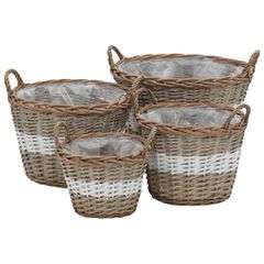 Γλάστρες Υπερυψωμένες 4 τεμ. Wicker με Επένδυση Πολυαιθυλενίου 246830