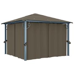 Κιόσκι με Κουρτίνα Taupe 300 x 300 εκ. Αλουμινίου 313893