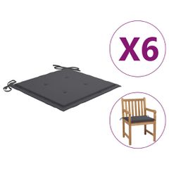 Μαξιλάρια Καρέκλας Κήπου 6τεμ Ανθρακί 50x50x3 εκ. Oxford Ύφασμα 314039