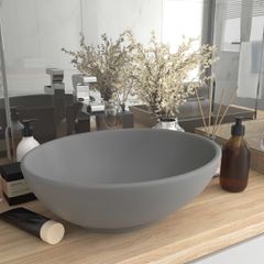 Νιπτήρας Πολυτελής Οβάλ Ανοιχτό Γκρι Ματ 40 x 33 εκ. Κεραμικός 146927