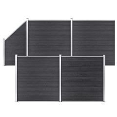 Πάνελ Περίφραξης 4 Τετράγωνα + 1 Κεκλιμένο Γκρι 792x186 εκ. WPC 3053236