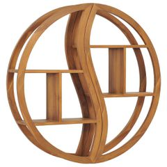 Ραφιέρα Τοίχου Σχέδιο Γιν Γιανγκ 100x20x100 εκ. Μασίφ Ξύλο Teak 320772