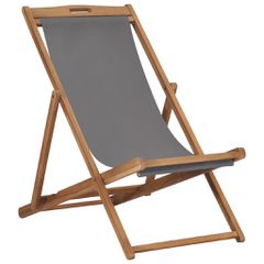 Σεζλόνγκ Πτυσσόμενη Γκρι από Μασίφ Ξύλο Teak 47415