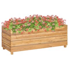 Ζαρντινιέρα Υπερυψωμένη 100x40x38 εκ. Ανακυκλ. Ξύλο Teak/Ατσάλι 47422