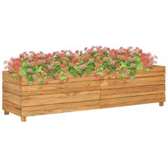 Ζαρντινιέρα Υπερυψωμένη 150x40x38 εκ. Ανακυκλ. Ξύλο Teak/Ατσάλι 47423