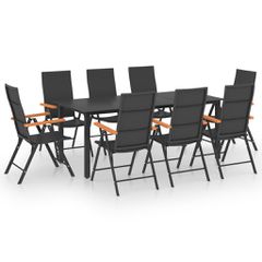 Σετ Τραπεζαρίας Κήπου 9 Τεμαχίων Μαύρο / Καφέ 3060075