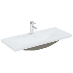 Νιπτήρας Ένθετος Λευκός 91 x 39 x 18 εκ. Κεραμικός με Βρύση 148626