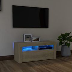 Έπιπλο Τηλεόρασης με LED Sonoma Δρυς 90x35x40 εκ. 804322