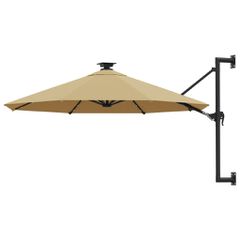 Ομπρέλα Κήπου Επιτοίχια με LED Taupe 300 εκ. 312525