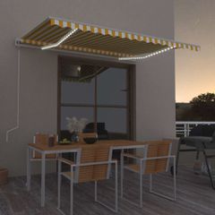 Τέντα Αυτόματη με LED & Αισθ. Ανέμου Κίτρινο/Λευκό 450x350 εκ. 3069013