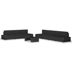Σαλόνι Κήπου 8 Τεμαχίων Μαύρο από Συνθετικό Ρατάν 3054579